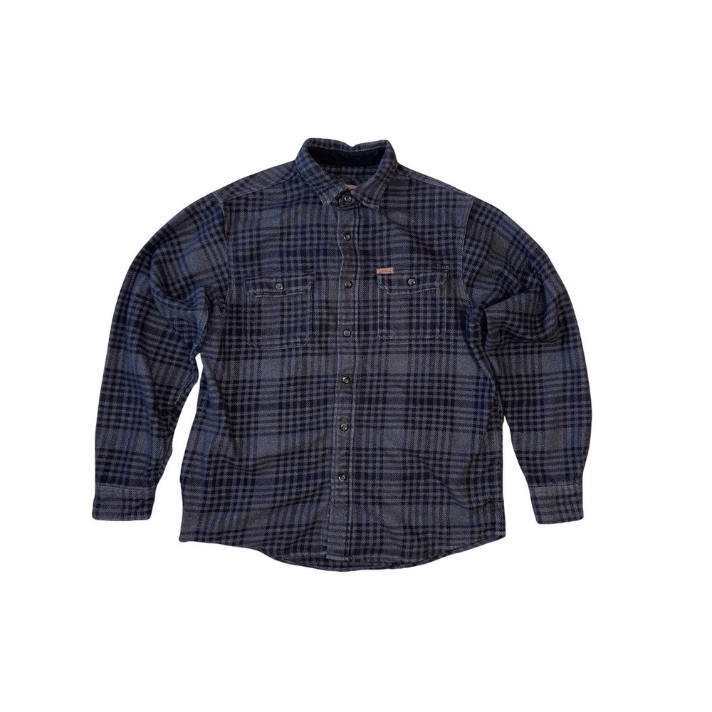 ORVIS Flannel Shirt Mens Medium Gray Plaid Long Sleeve Button‎ Up Outdoor Casual